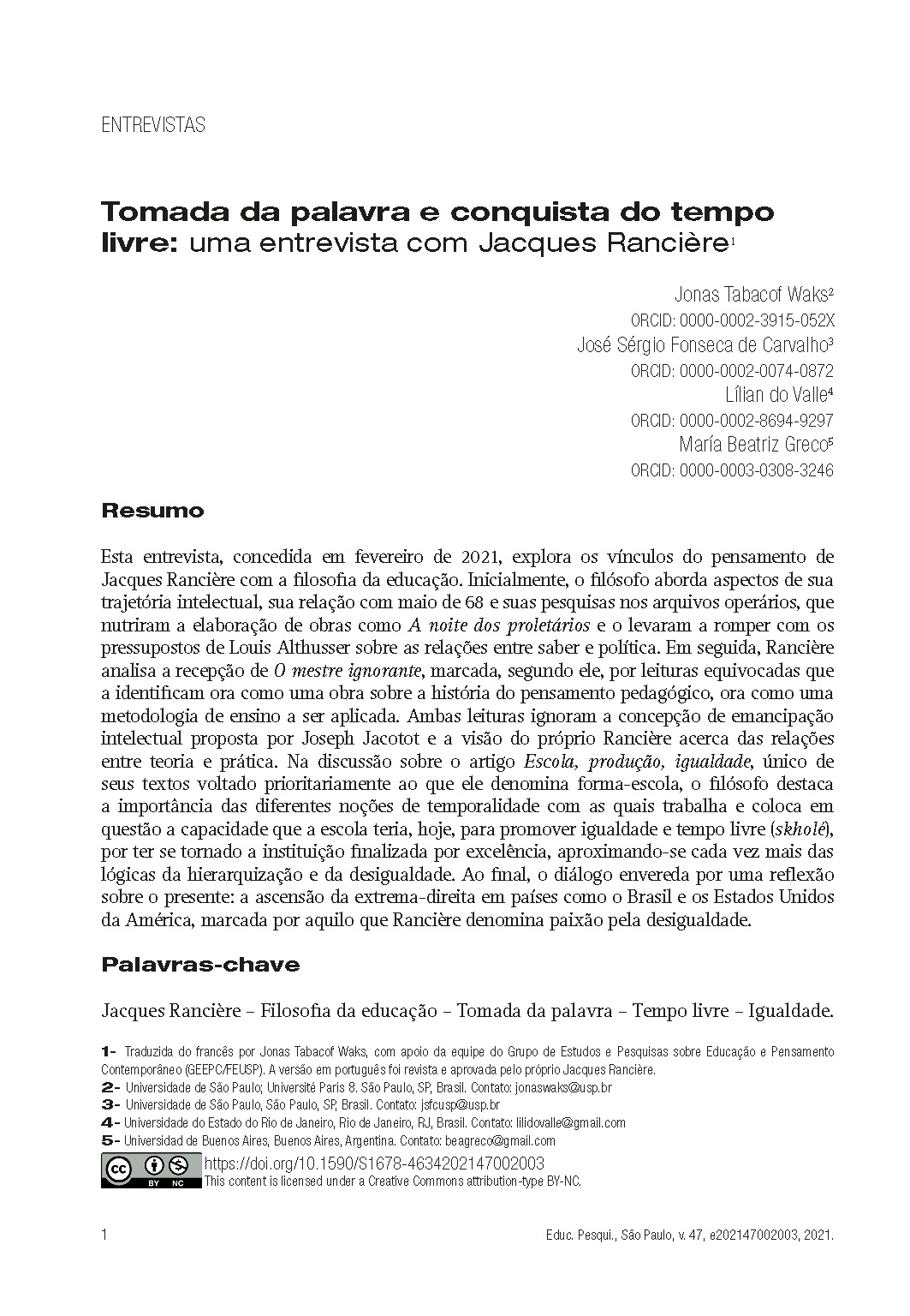 Tomada da palavra e conquista do tempo